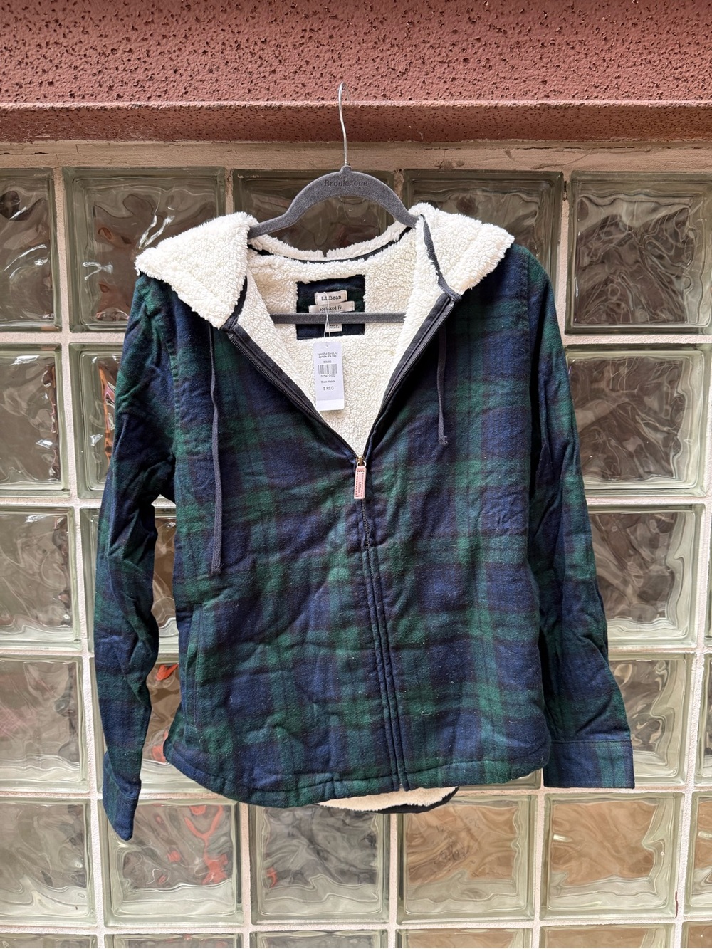LL Bean Scotch Plaid Sherpa Lined Zip Hoodie NWT